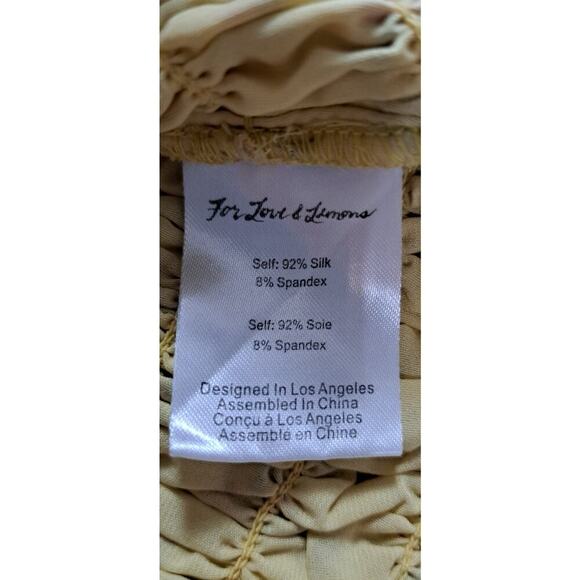 For Love & Lemons Silk Floral Odette Smocked Mini Skirt Sz M Yellow Peplum Ditsy - Picture 9 of 11